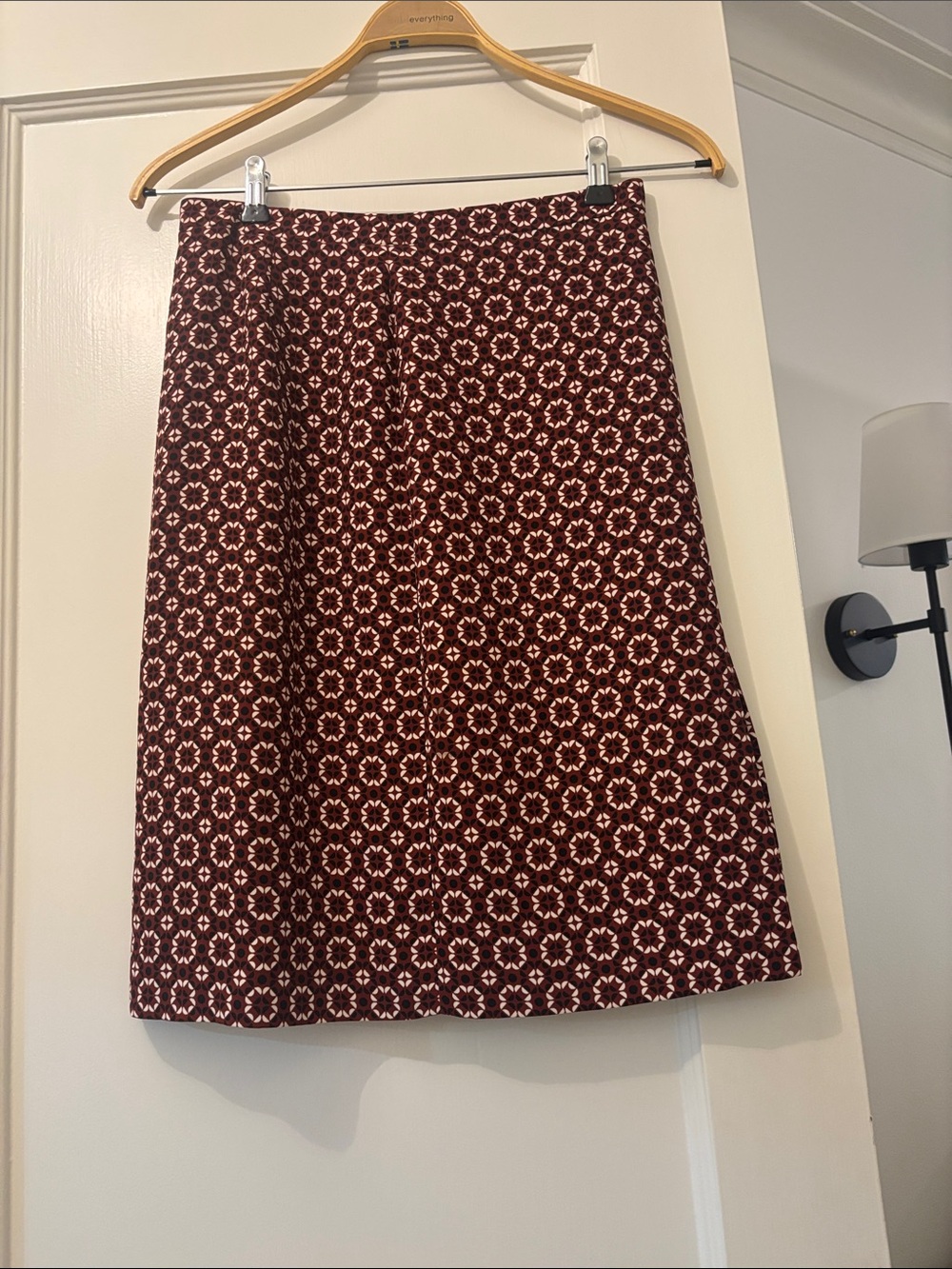 J Crew A-Line Burgundy Floral-Print Skirt
